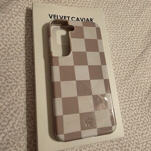 Velvet Caviar Checkered Phone Case - Pink and Cream